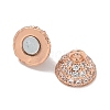 Rack Plating Round Brass Micro Pave Cubic Zirconia Magnetic Clasps KK-L224-070RG-3