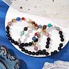 3Pcs Round Natural Mixed Gemstone Beads Stretch Bracelets BJEW-JB11243-1