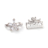 Rack Plating Brass Pave Clear Cubic Zirconia Flower Slide Charms KK-G464-01P-1