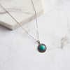 Natural Turquoise Flat Round Pendant Necklaces NJEW-L125-003ASP-4