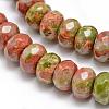 Faceted Natural Unakite Rondelle Beads Strands G-K090-10-1