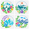 4Pcs 4 Styles Sea Animals Theme PET Hollow Out Drawing Painting Stencils DIY-WH0394-0206-1