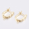 Brass Micro Pave Cubic Zirconia Hoop Earring Findings with Latch Back Closure ZIRC-K075-26G-2