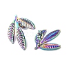 Ion Plating(IP) 304 Stainless Steel Leaf Stud Earrings for Women EJEW-F300-11MC-2