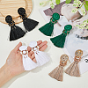 FIBLOOM 4 Pairs 4 Colors Polyester Tassel Dangle Stud Earrings EJEW-FI0002-41-3