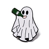 Halloween Ghost with Wine Bottle Zinc Alloy Enamel Pin Brooches JEWB-Q044-02D-1