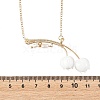 Handmade Lampwork & Cultured Freshwater Pearl Flower Pendant Brass Cable Chain Necklaces for Women NJEW-TA00259-4