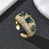 Brass Micro Pave Cubic Zirconia Cuff Open Rings for Women RJEW-L343-13G-04-1