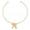 304 Stainless Steel Bowknot Pendant Open Choker Necklaces for Women NJEW-Z046-06G-02-2