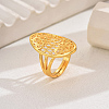 Elegant Hollow Out Lucky Brass Oval Adjustable Rings for Women RN5052-4-1