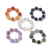 5Pcs 5 Styles Natural White Jade & Indian Agate & Lapis Lazuli & Red Aventurine & Opalite Stretch Rings RJEW-JR00760-1