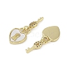 Brass Pave Natural Shell Heart Lock Charms KK-Z078-21G-2