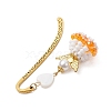 Heart Angel Glass Seed & Plastic Pearl Pendant Bookmark AJEW-MZ00002-02-4