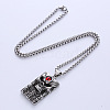 Vintage Hip-hop Stainless Steel Skull Red Evil Eye Pendant Necklaces for Men HR1358-5