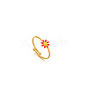 Daisy 304 Stainless Steel Enamel Open Cuff Rings for Women RJEW-M061-01G-02-1