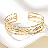 304 Stainless Steel Hollow Cuff Bangles for Women BJEW-B120-06G-02-3