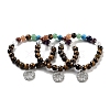 Natural Tiger Eye Round Beaded Chakra Stretch Bracelets BJEW-K251-01E-1