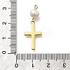 Brass & Natural Pearl Cross Pendants KK-Z093-39G-3