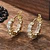 Brass Micro Pave Clear Cubic Zirconia Hoop Earrings EJEW-K083-42G-1