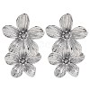 304 Stainless Steel Flower Stud Earrings for Women EJEW-U023-09P-2