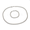 304 Stainless Steel Cuban Link Chain Bracelets & Necklaces Jewelry Sets SJEW-B019-03B-P-2
