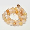 Faceted Natural Yellow Hematoid Quartz Round Beads Strands G-F266-10-6mm-2