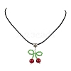 Red Cherry Dyed Synthetic Turquoise Beads & Glass Beaded Pendant Necklaces NJEW-MZ00068-2