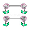 304 Stainless Steel Pink Cubic Zirconia Nipple Barbells WG1DC98-09-1