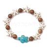 10Pcs 10 Styles Synthetic Turquoise & Coconut & Wood Beaded Stretch Bracelet Sets BJEW-JB10719-3