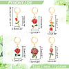 12Pcs 6 Style Valentine's Day Theme Alloy Enamel Rose Flower Charms Locking Stitch Markers HJEW-PH01624-2