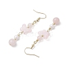 Natural Rose Quartz Butterfly Dangle Earrings EJEW-JE06317-01-4