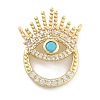 Evil Eye Rack Plating Brass Micro Pave Cubic Zirconia Pendants KK-Z071-69G-02-1