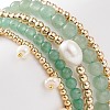 5Pcs 5 Style Natural Green Aventurine & Brass Beaded Stretch Bracelets Set BJEW-JB08870-03-5