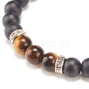 Natural Lava Rock & Tiger Eye Braided Bead Bracelet BJEW-TA00115-02-3