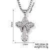 Brass Clear Cubic Zirconia Cross Pendant Box Chain Necklaces Fashionable and Versatile Jewelry Accessory OF9377-1-1