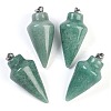 Natural Green Aventurine Gemstone Pointed Pendants G-K384-01P-01-1