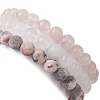 3Pcs 3 Styles Natural Mixed Gemstone Round Beaded Stretch Bracelets Set BJEW-JB10139-04-5