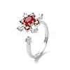 Flower Rotatable Open Cuff Rings for Women RJEW-G333-01C-4