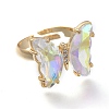 Adjustable Brass Glass Finger Rings LS-RJEW-P148-A01-12-2