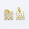 Brass Micro Pave Grade AAA Cubic Zirconia Charms ZIRC-P067-11G-M-NR-1