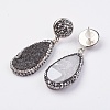 Natural Druzy Agate Stud Earrings EJEW-K068-01-3