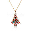 Christmas Tree Alloy Colorful Rhinestone Pendant Necklaces WG792CD-03-2