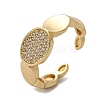 Oval Brass Micro Pave Clear Cubic Zirconia Cuff Finger Rings RJEW-C120-10G-4