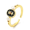 Natural Pearl Flower Open Cuff Ring RJEW-H220-27G-1