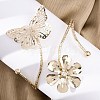 Flower & Butterfly Alloy Arm Cuff Bangles for Girl Women LS-AJEW-A063-01C-G-1