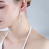 Crystal Rhinestone Flower with Shell Pearl Beaded Tassel Dangle Earrings JE1040A-6