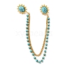 304 Stainless Steel Pave Dyed Synthetic Turquoise Hanging Chain Brooch JEWB-S021-04G-02-2