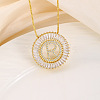 Brass Pave Clear Cubic Zirconia Ring with Letter Pendant Box Chain Necklaces FS-WG44D8C-18-1