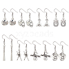 ANATTASOUL 8 Pairs 8 Style Softball Sport Theme Alloy Dangle Earrings EJEW-AN0003-21-1