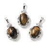 Natural Tiger Eye Oval Pendants G-NH0025-15P-10-1